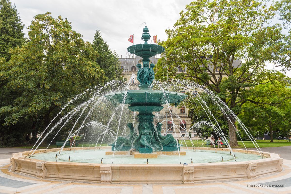 fontaine jardin anglais